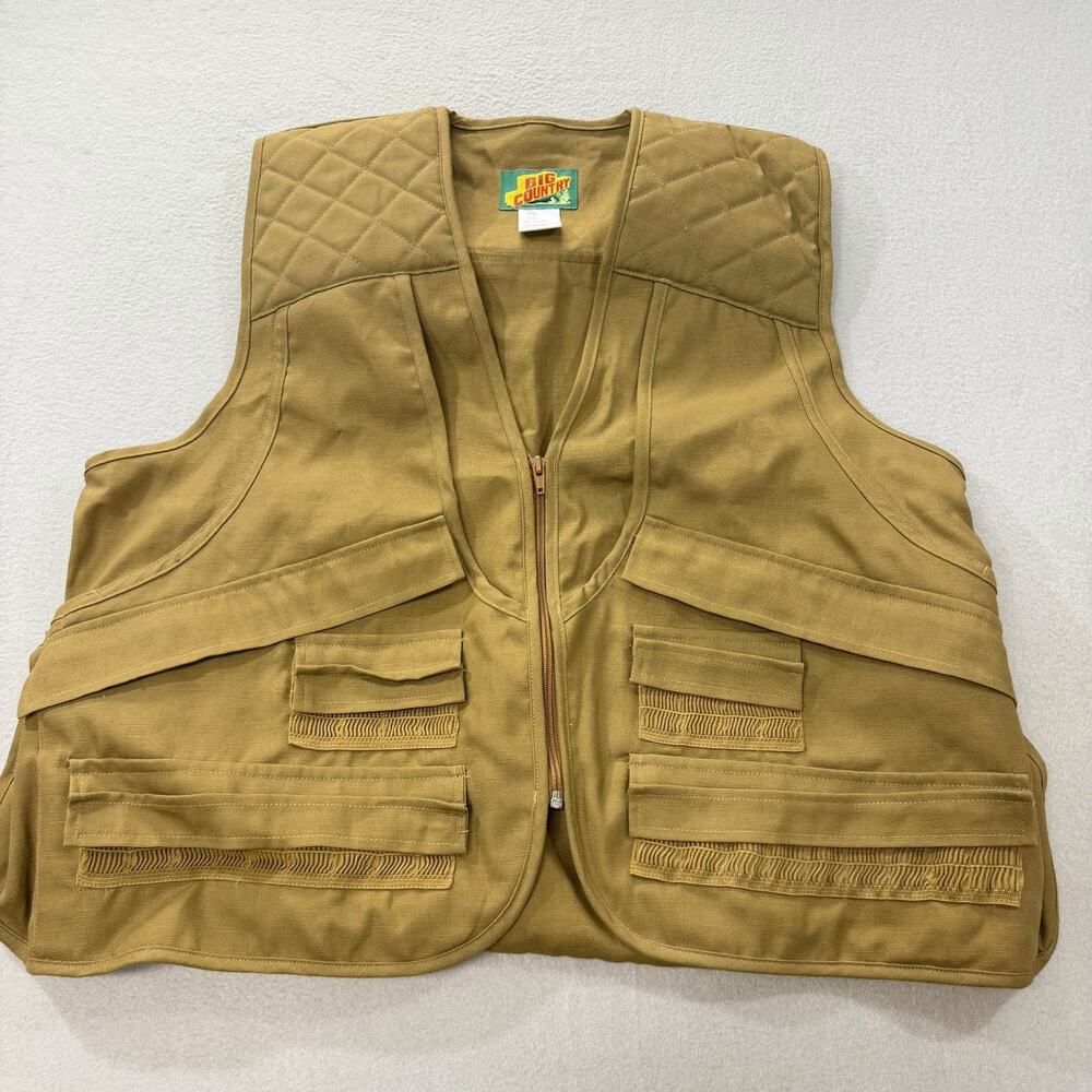 Vtg Big Country Hunting Vest Mens Large 42/44 Tan Upland Bird Game Bag Pamida